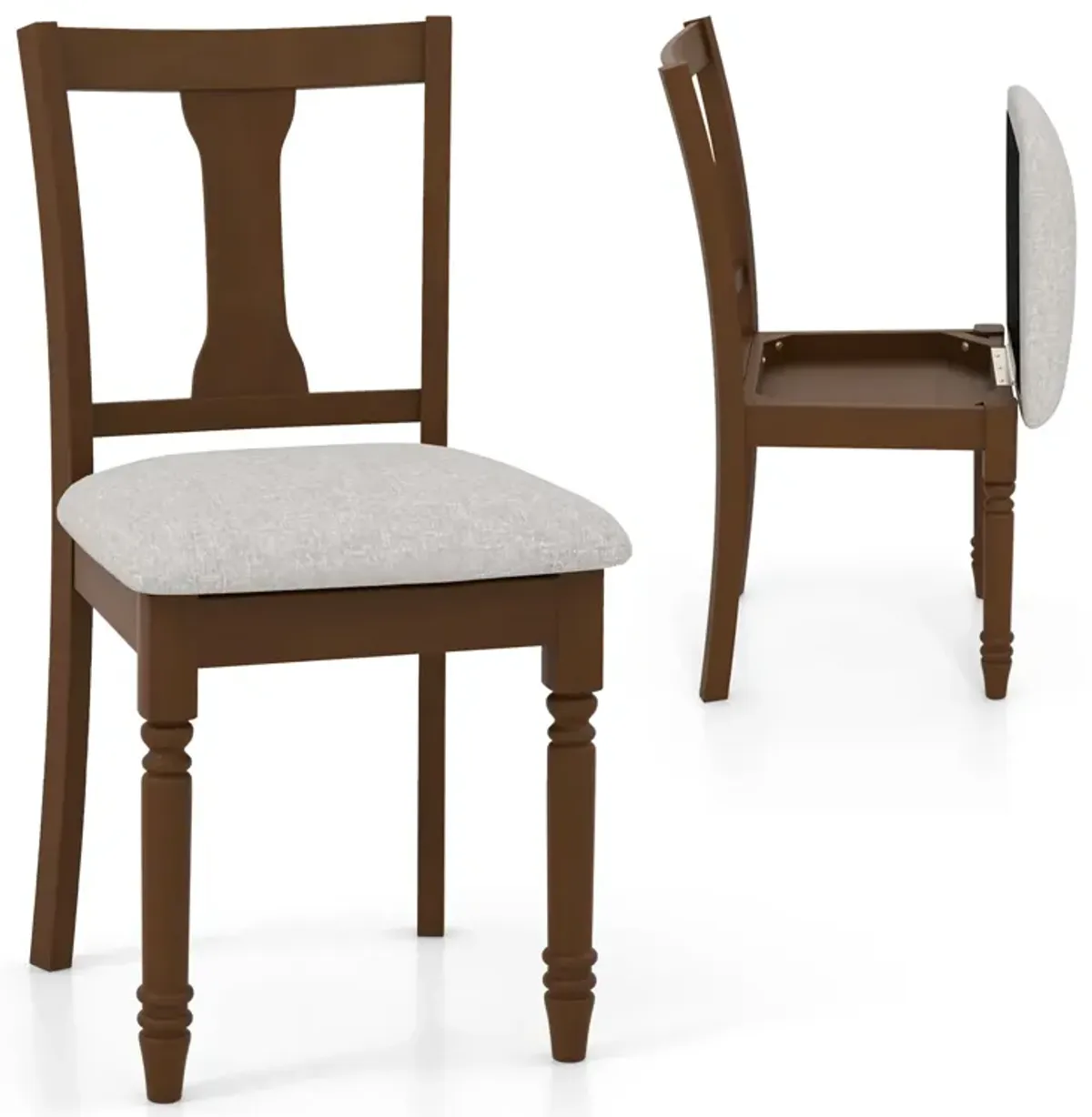 Kitchen Dining Chair with Linen Fabric and Storage Space