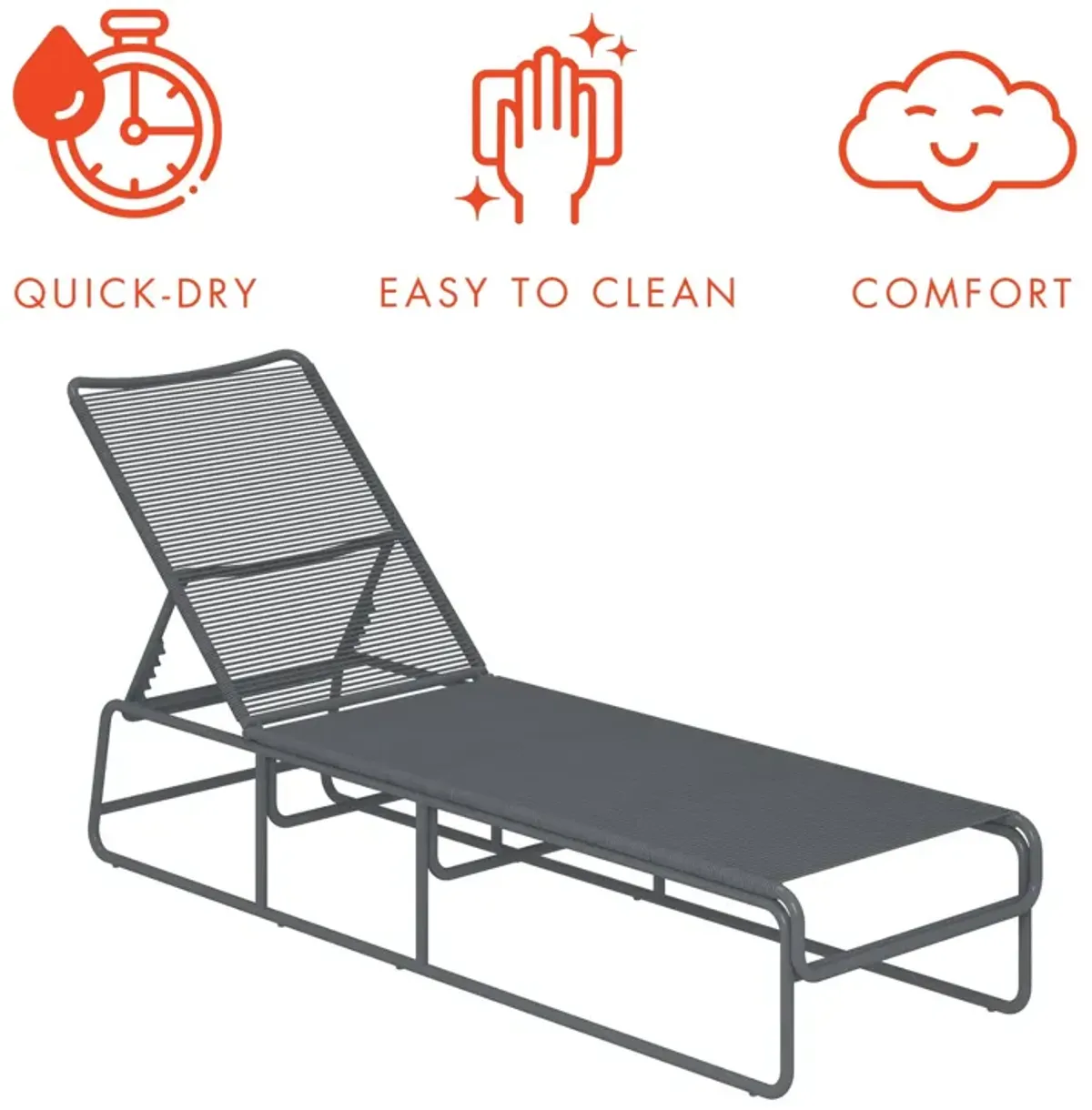 CosmoLiving by Cosmopolitan Nyla Outdoor Chaise Lounge, Charcoal Gray