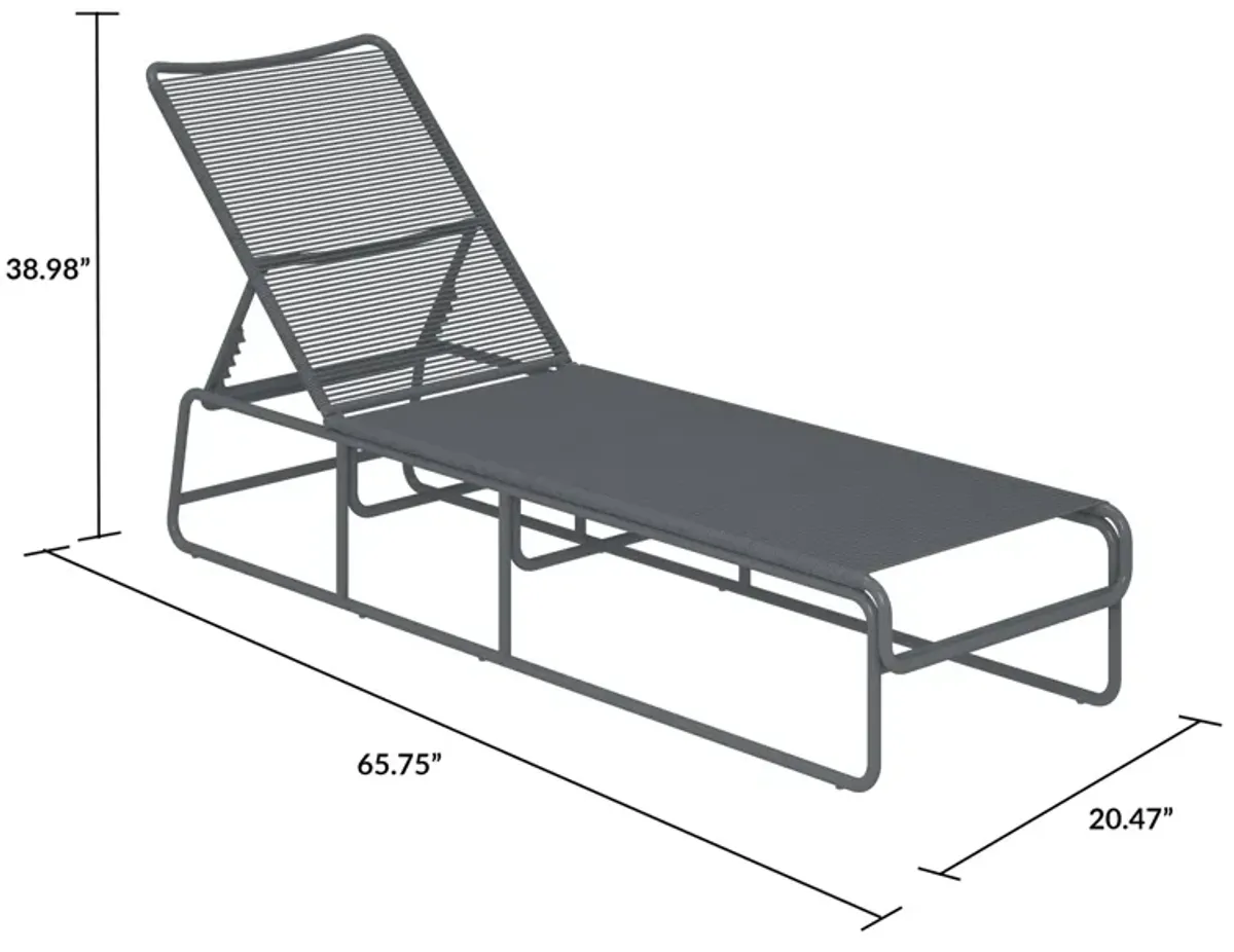 CosmoLiving by Cosmopolitan Nyla Outdoor Chaise Lounge, Charcoal Gray