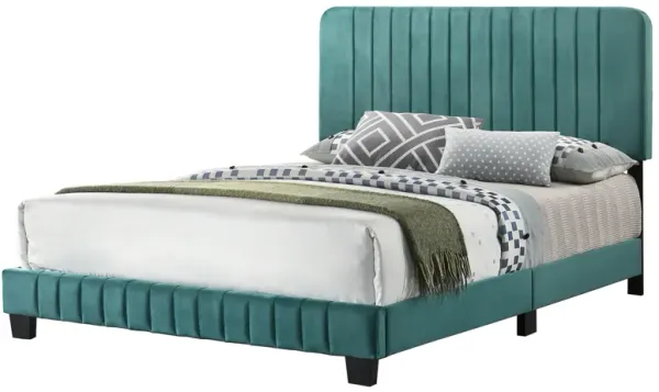 Lodi Velvet Upholstered Channel Tufted Queen Panel Bed