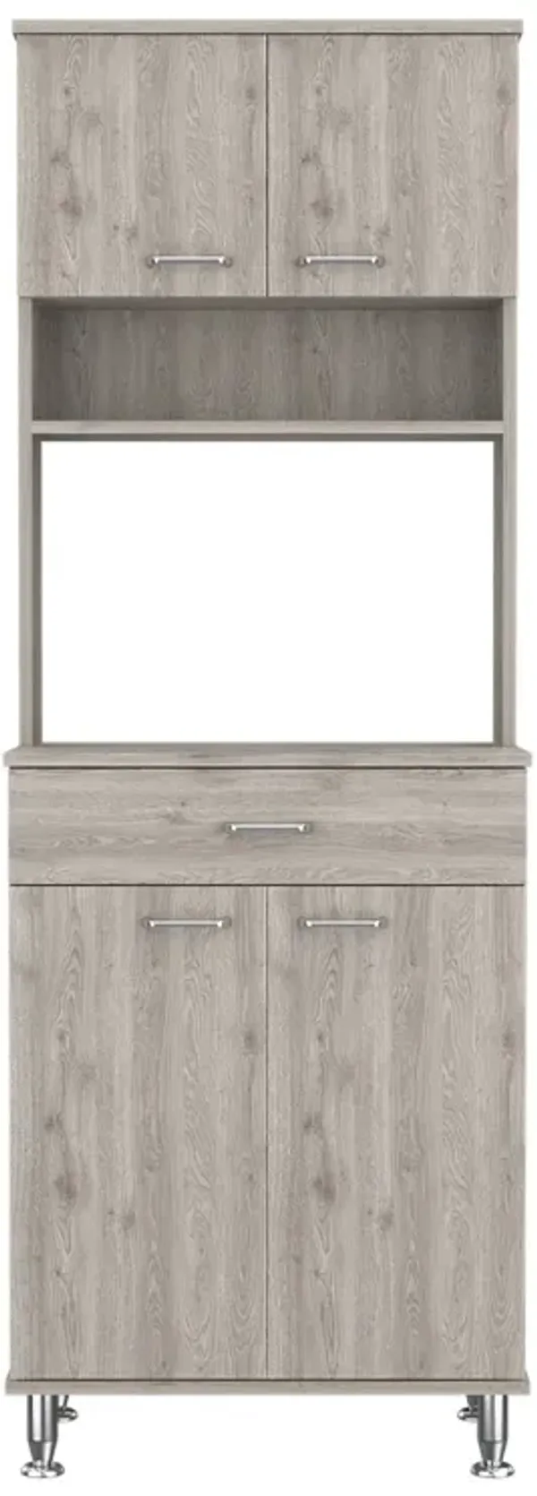 Della 60 Kitchen Pantry With Countertop, Closed & Open Storage - Light Gray
