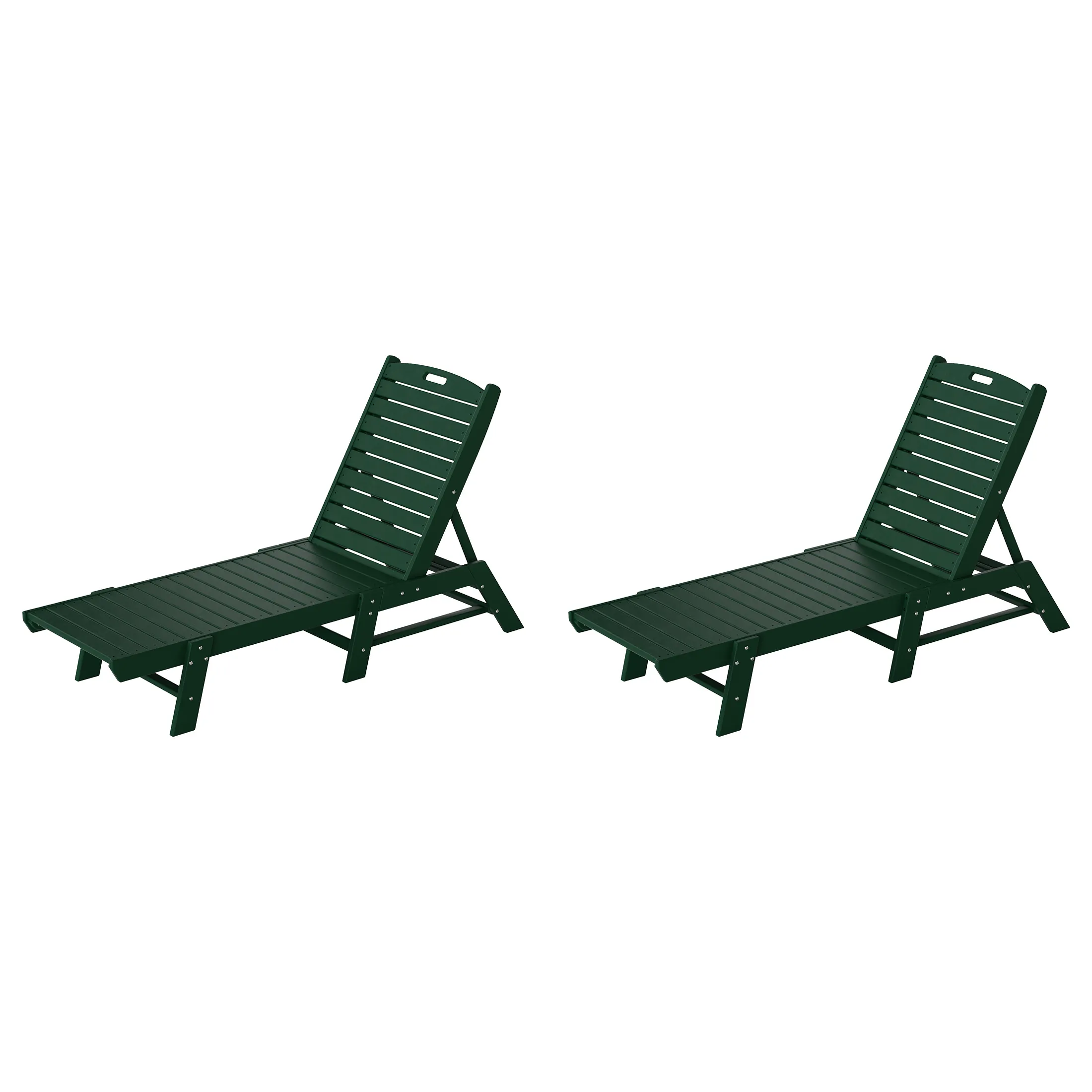 Reclining Outdoor Patio Adjustable Chaise Lounge Chair (Set of 2)