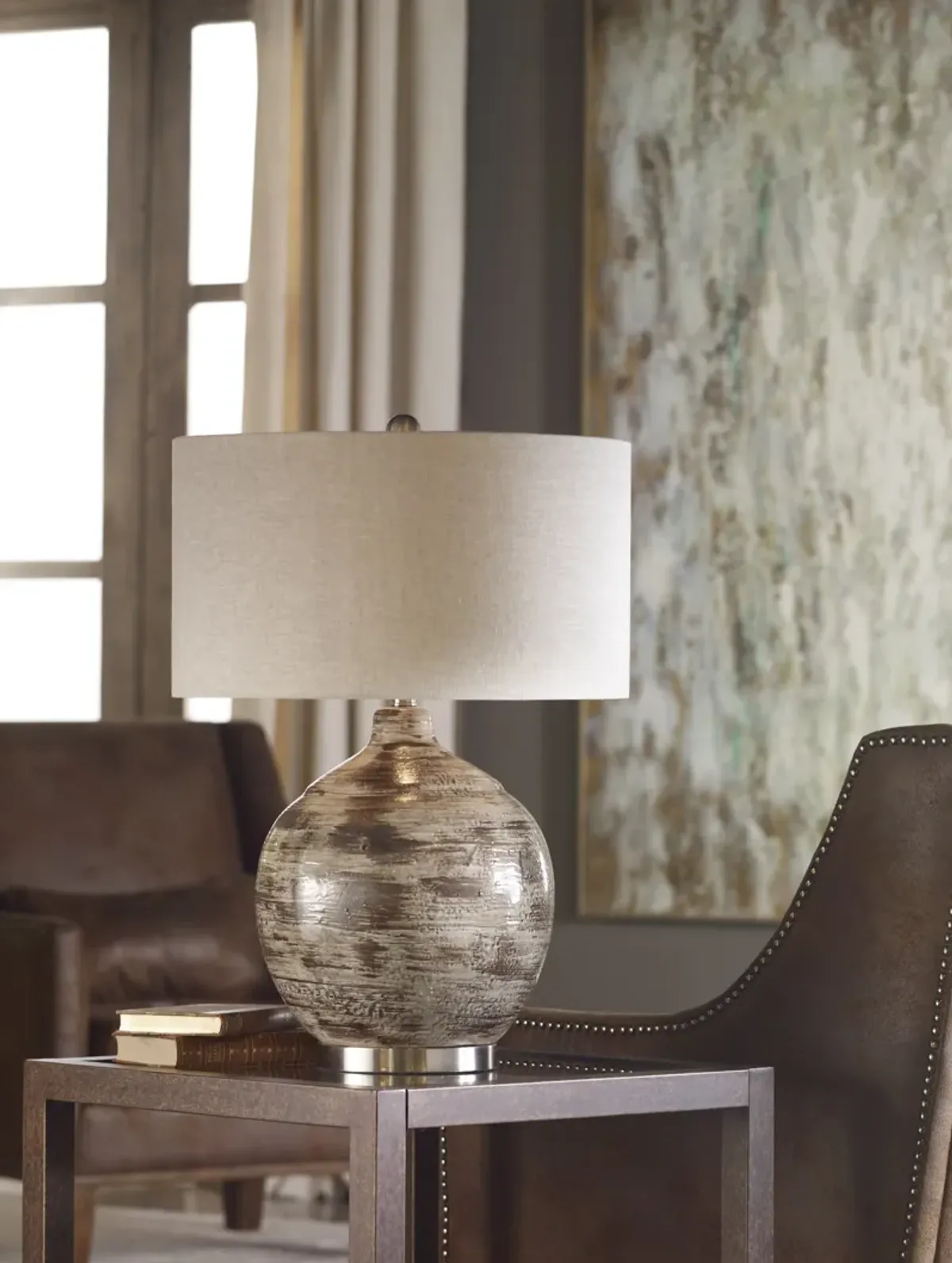 Uttermost Tamula Distressed Ivory Table Lamp