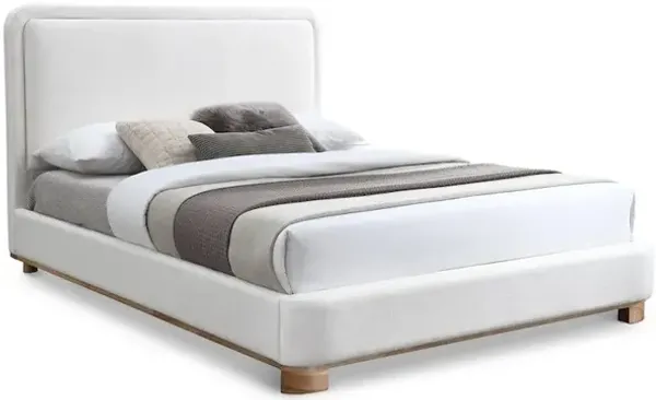 Meridian Furniture Nolita Cream Linen Textured Fabric Full Bed