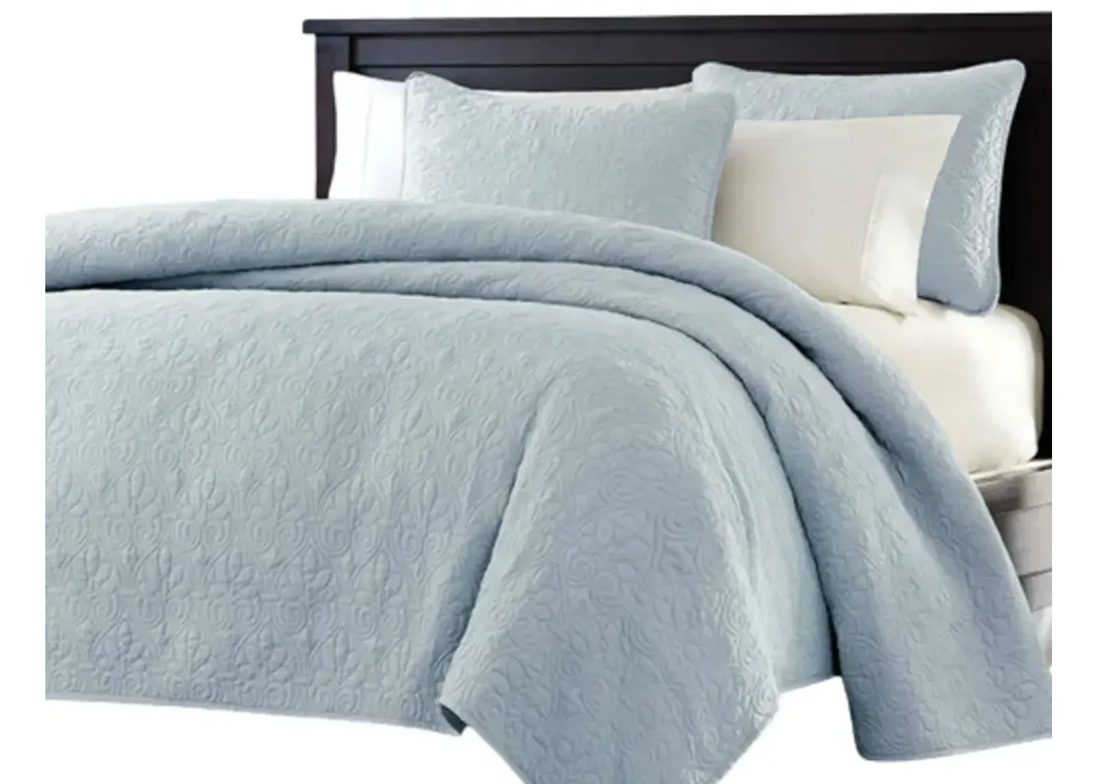 QuikFurn Full / Queen size Quilted Bedspread Coverlet with 2 Shams in Light Blue