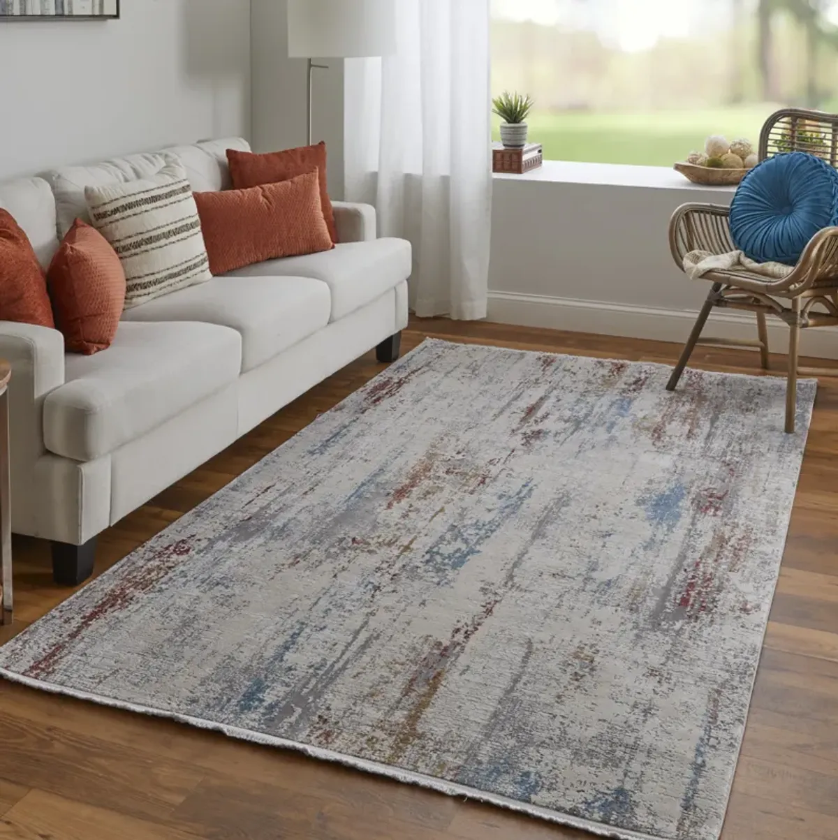 Cadiz 3903F Gray/Red/Blue 3'1" x 5' Rug