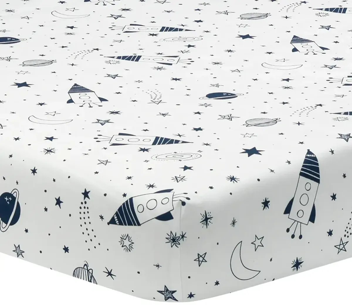 Lambs & Ivy Sky Rocket 5-Piece Blue Galaxy/Space Nursery Baby Crib Bedding Set