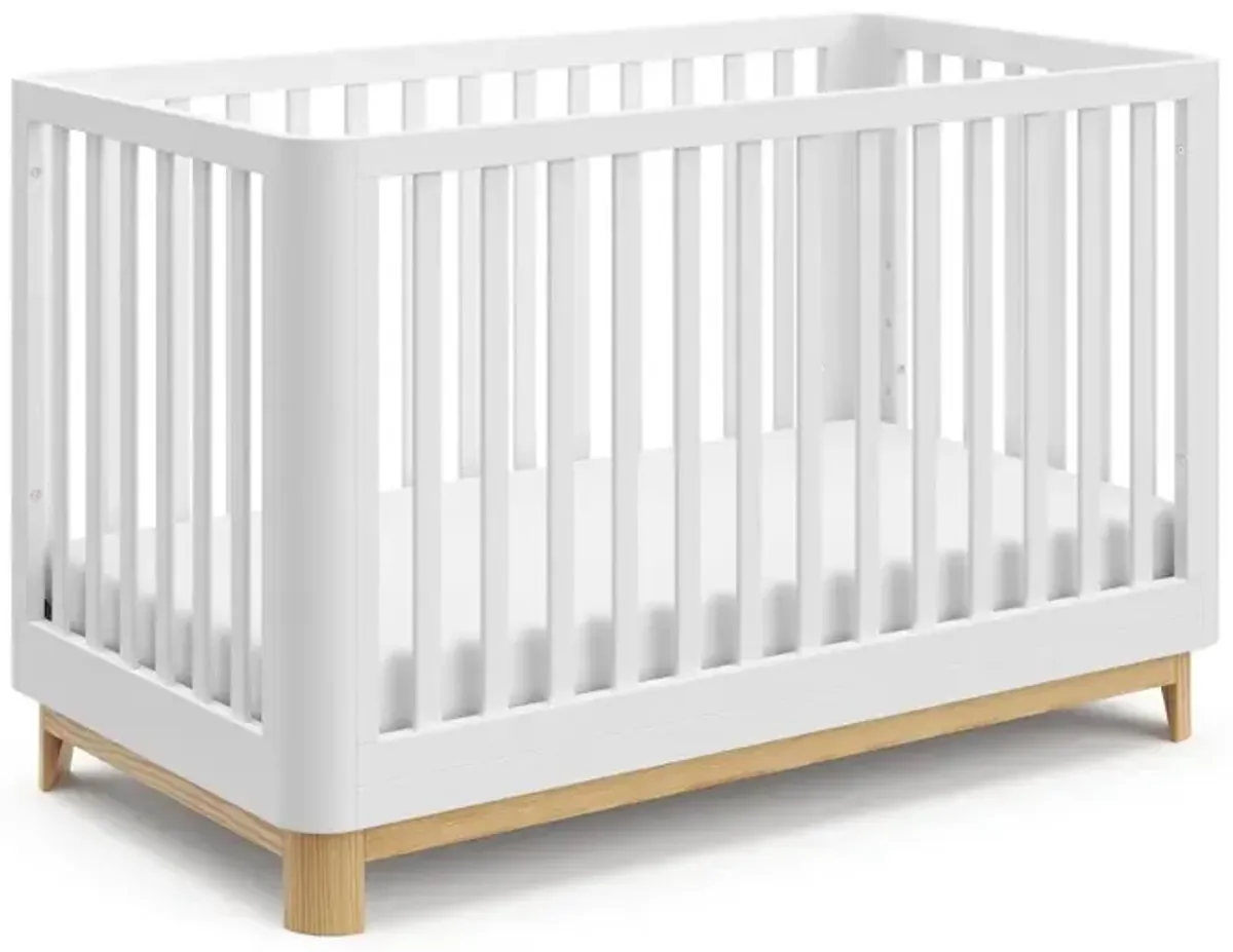 Storkcraft Santos 3-in-1 Convertible Crib (White with Natural)