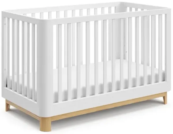 Storkcraft Santos 3-in-1 Convertible Crib (White with Natural)