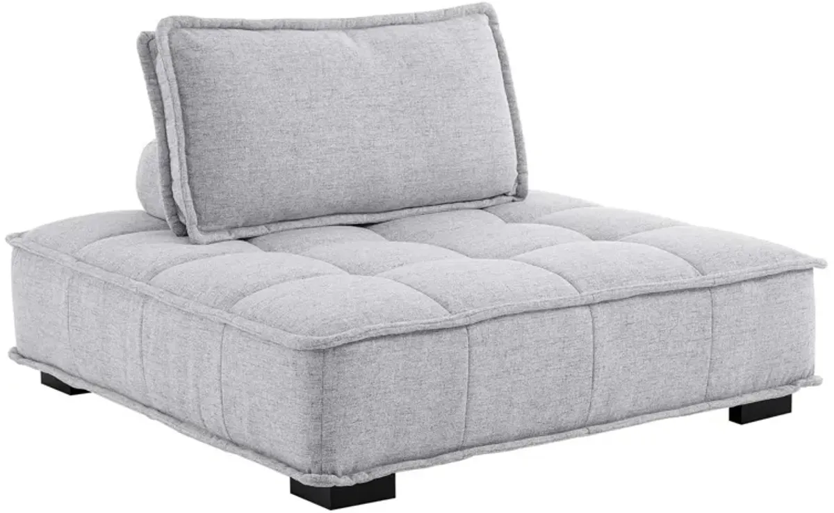 Saunter Tufted Fabric Armless Chair Gray