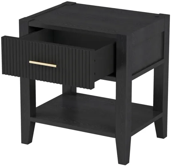 Wooden Nightstand With A Drawer And An Open Storage, End Table For Bedroom