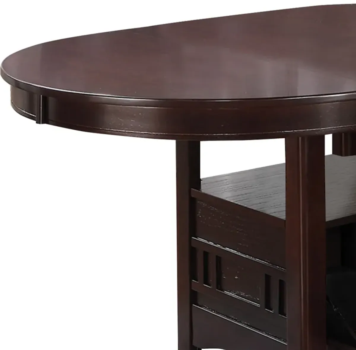 Wooden Dining Table With Storage Compartment, Espresso Brown-Benzara