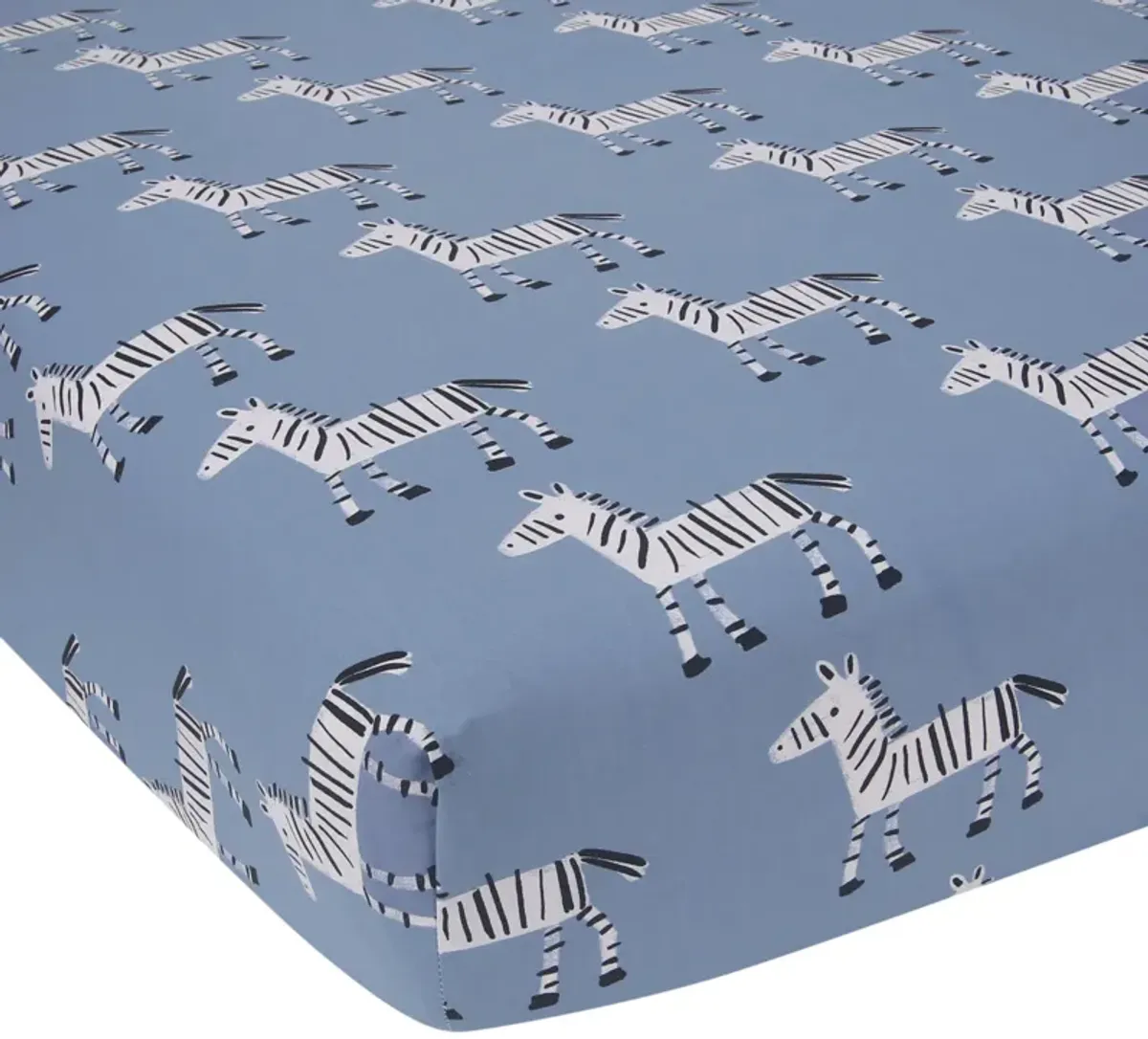 Lambs & Ivy Signature Zebra Blue Organic Cotton 2-Pack Fitted Crib Sheets