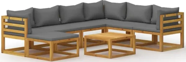 vidaXL 8 Piece Garden Lounge Set with Cushion Solid Acacia Wood