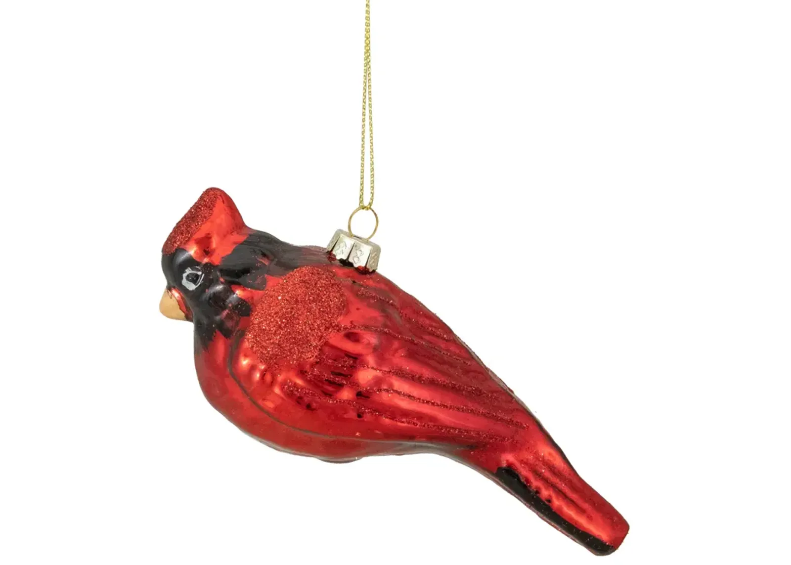 5.5" Red Cardinal Glittered Glass Christmas Ornament