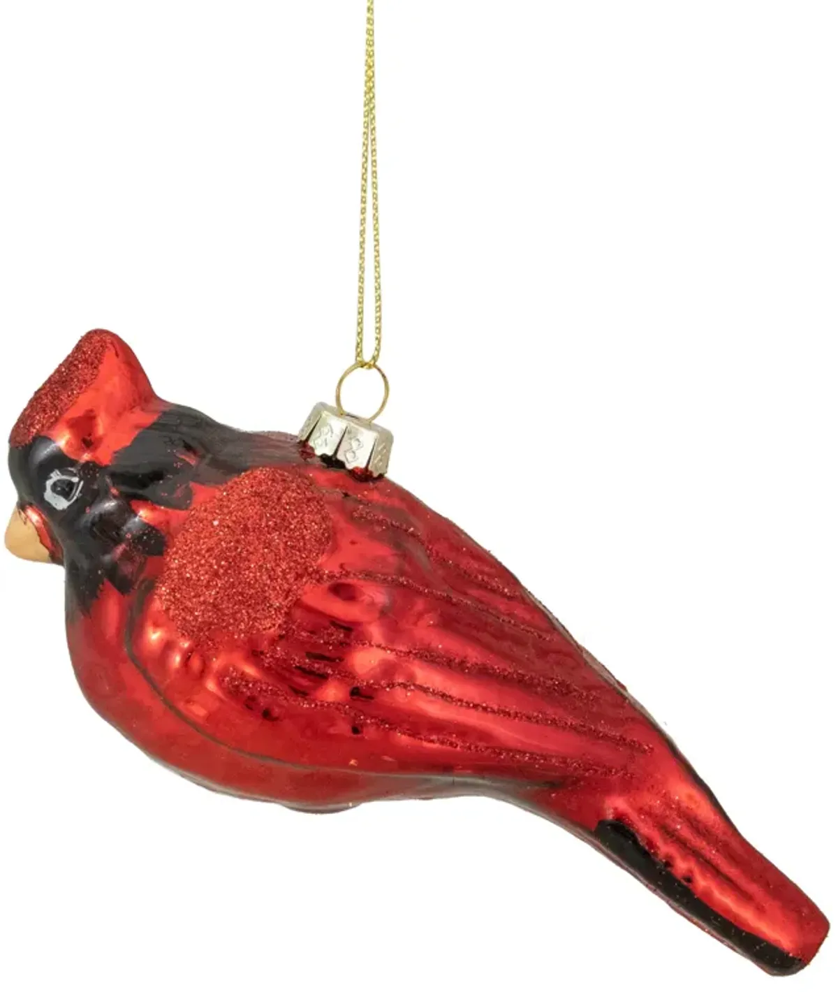 5.5" Red Cardinal Glittered Glass Christmas Ornament