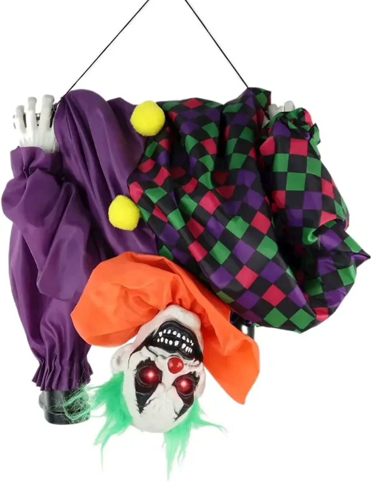 Haunted Hill Farm Hanging Purp/Org Upside Down Clown