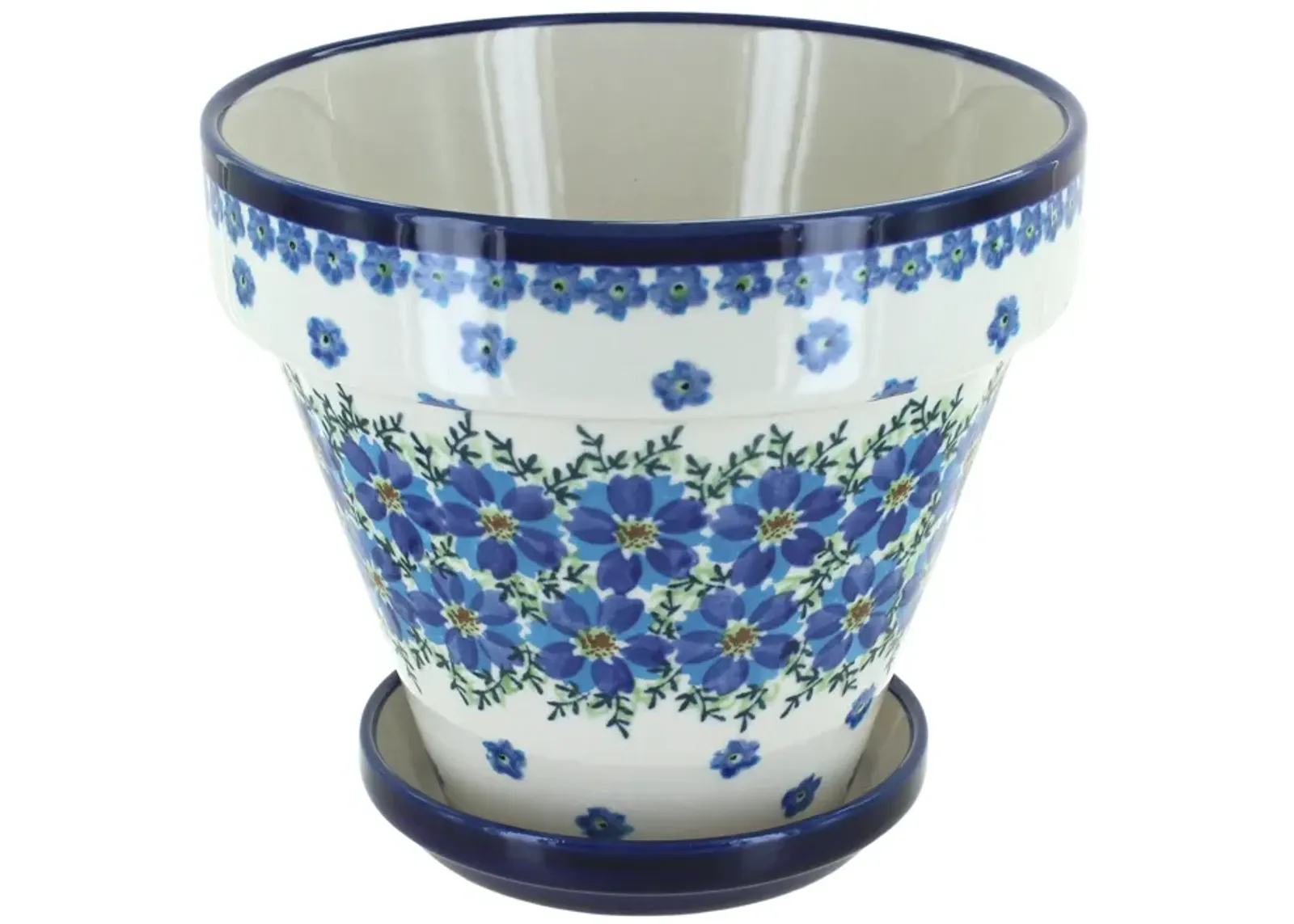 Blue Rose Polish Pottery Nature Medium Flower Pot