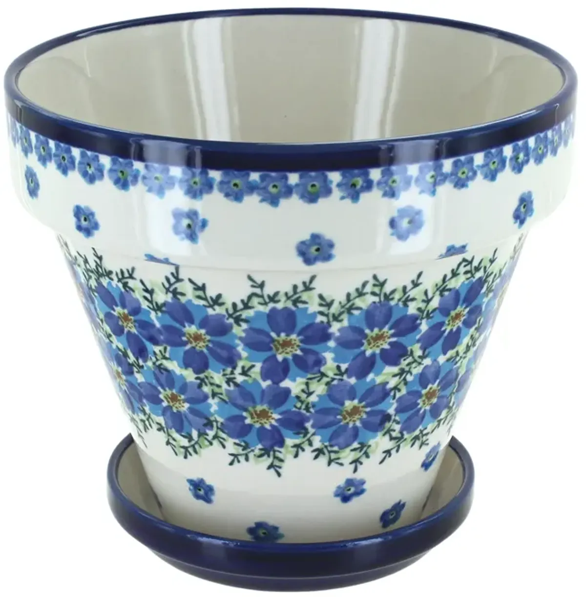 Blue Rose Polish Pottery Nature Medium Flower Pot