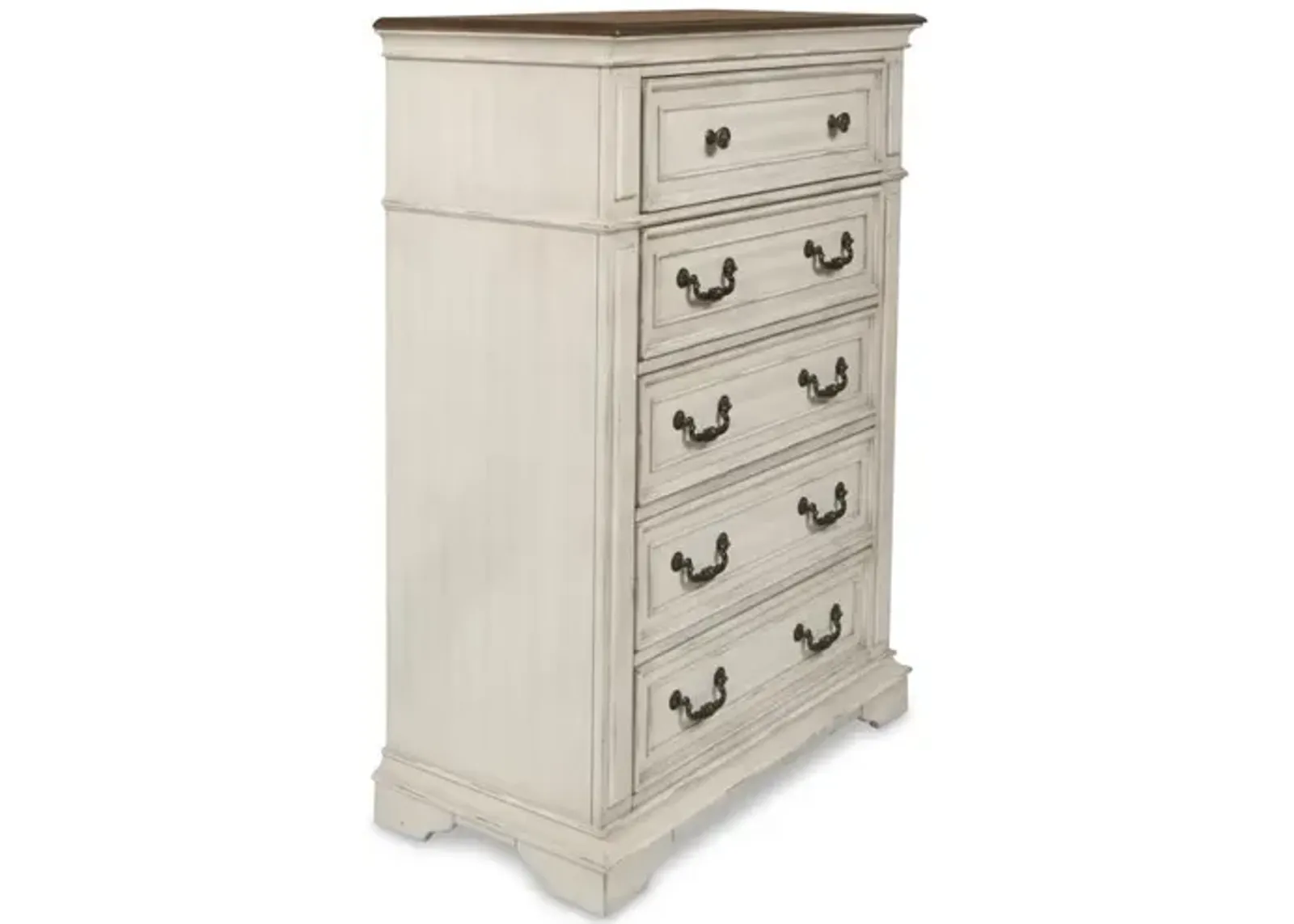 New Classic Furniture Furniture Anastasia 5-Drawer Solid Wood Chest in Antique White