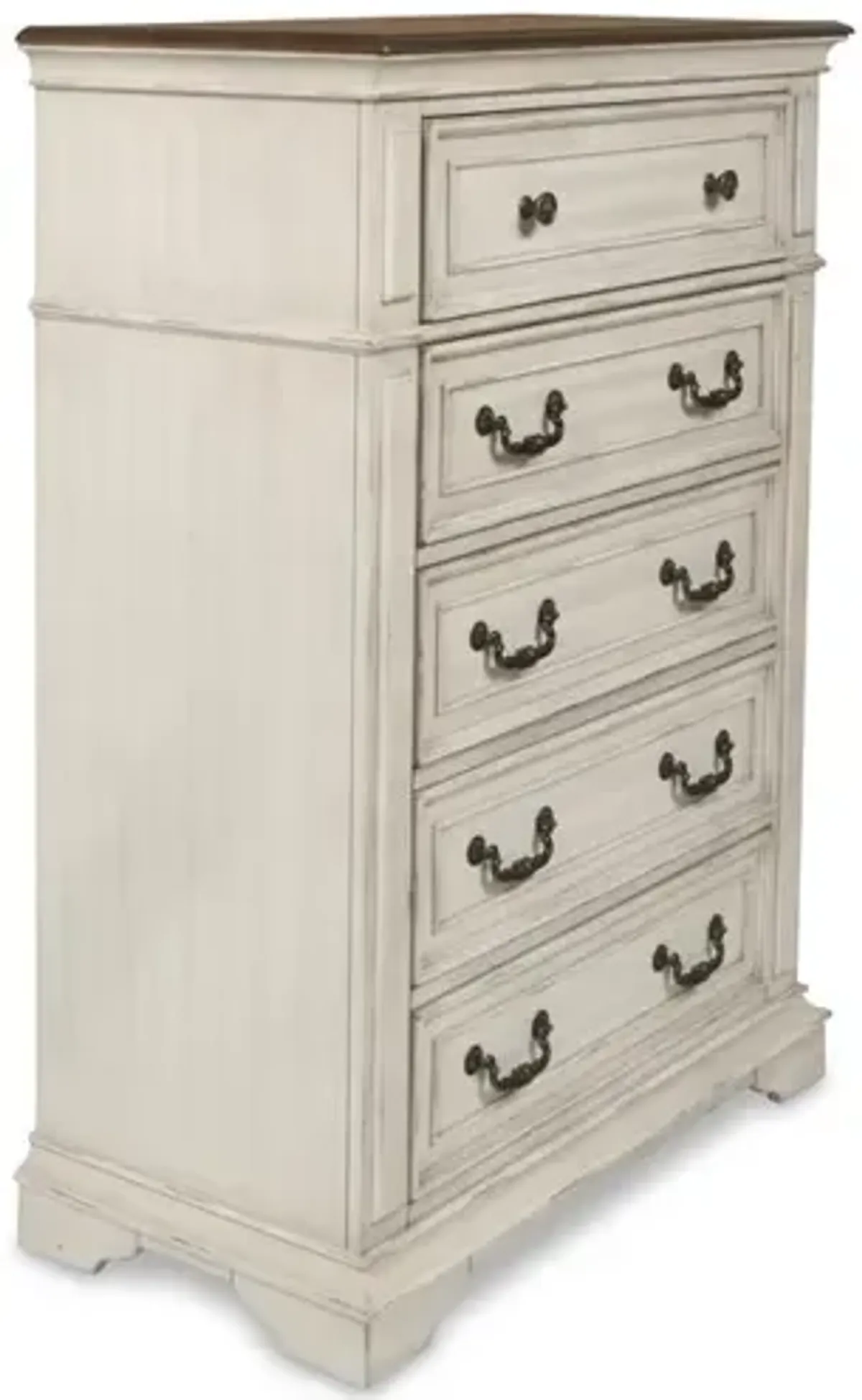 New Classic Furniture Furniture Anastasia 5-Drawer Solid Wood Chest in Antique White