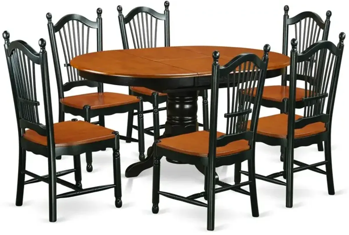 Dining Room Set Black & Cherry, AVDO7-BCH-W