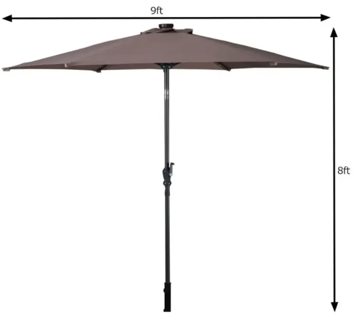 Hivvago 9 Feet Patio LED Solar Umbrella with Crank