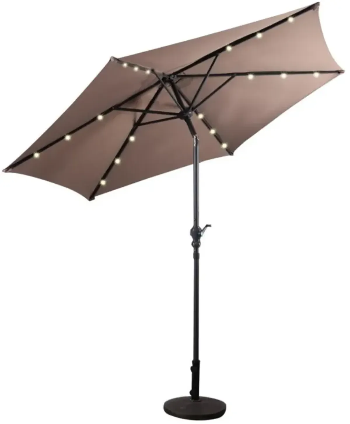 Hivvago 9 Feet Patio LED Solar Umbrella with Crank