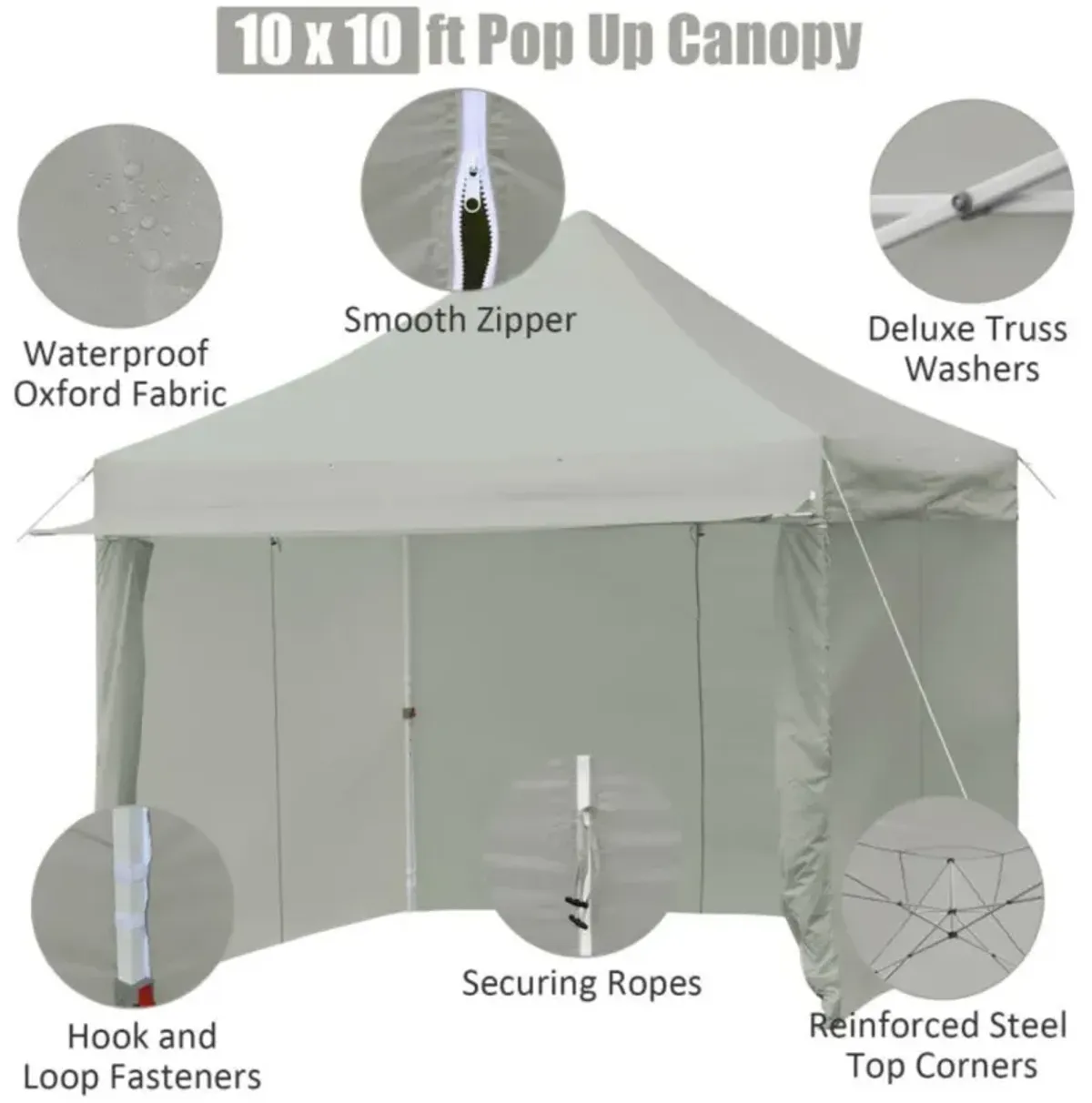 Hivvago 10 x 10 Feet Pop up Gazebo with 4 Height and Adjust Folding Awning