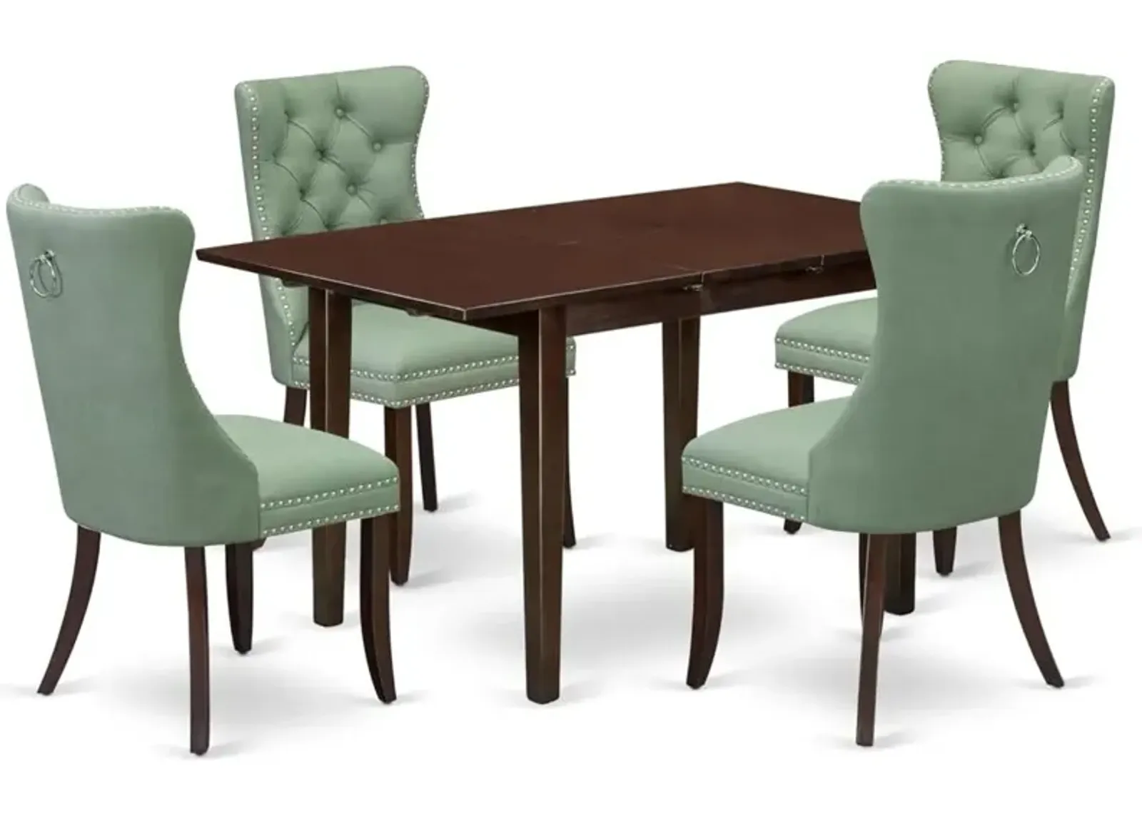 5 Piece Dining Set Consists of a Rectangle Wooden Table with Butterfly Leaf