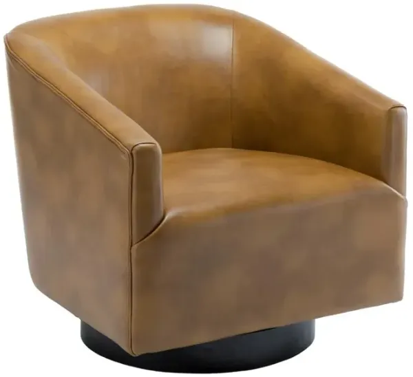 Comfort Pointe Gaven Camel Wood Base Swivel Chair
