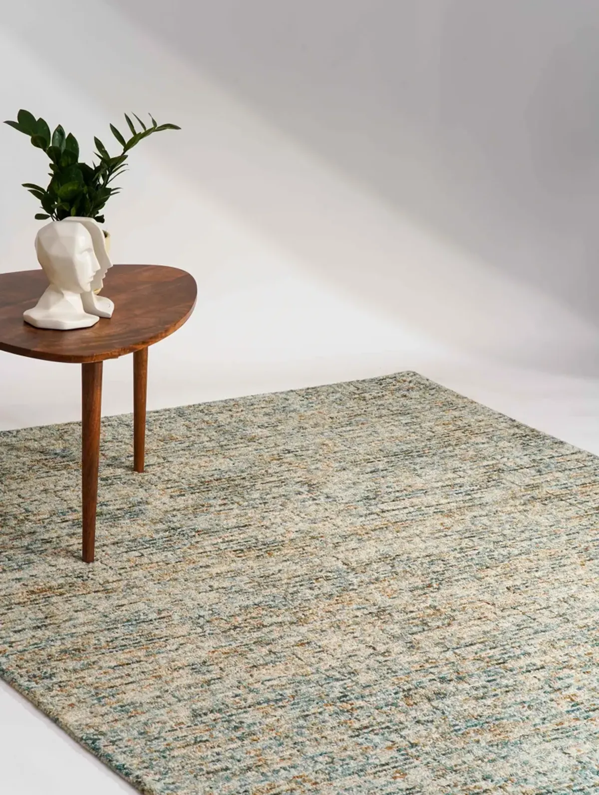 RUGSOTIC CARPETS HAND TUFTED WOOL ECO-FRIENDLY AREA RUGS  - 8'x10', Rectangle Shape, Blue & Beige, Solid Plain Design, High Pile Thick Handmade Area Rugs for Living Room, Bed Room (KWC111)