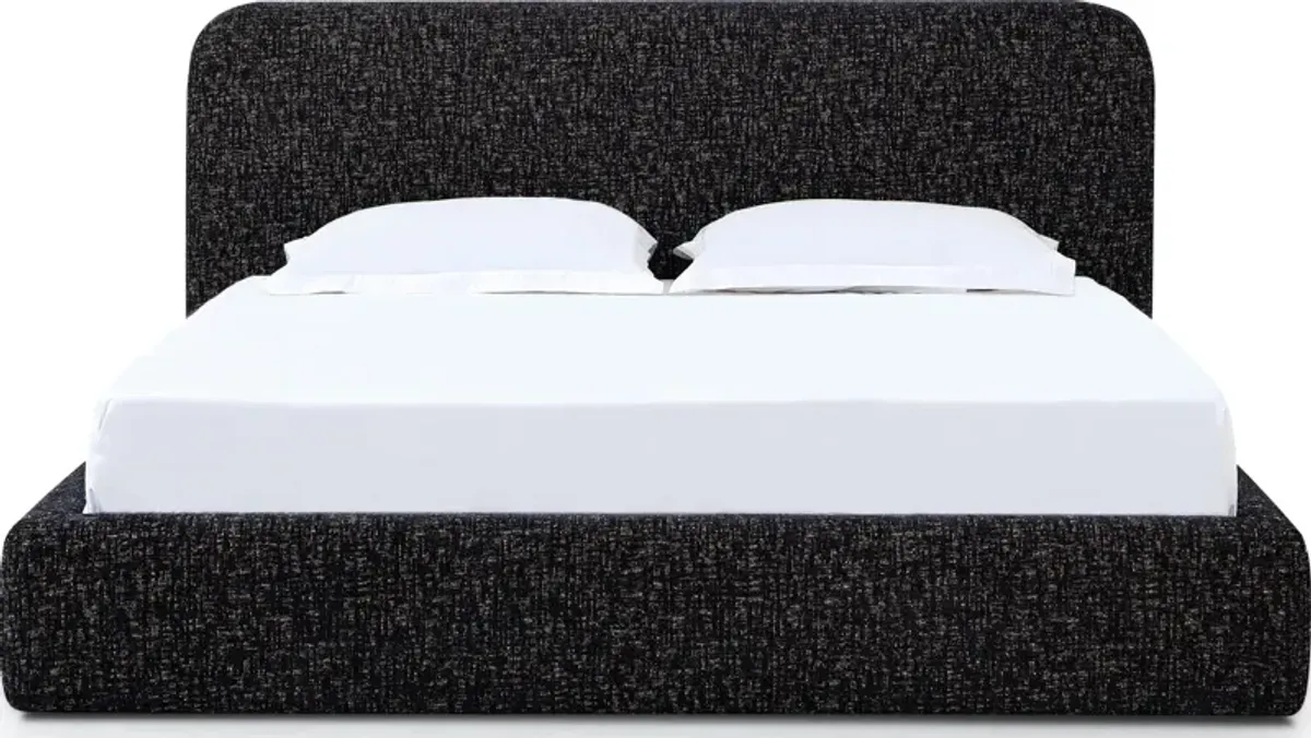 Elora King-Size Upholstered Platform Bed in Moonlight Chenille