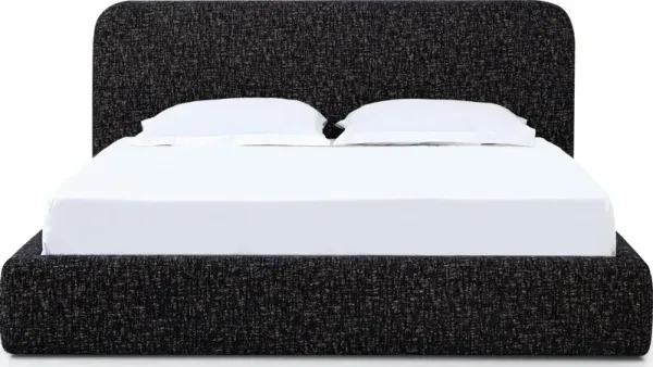 Elora King-Size Upholstered Platform Bed in Moonlight Chenille