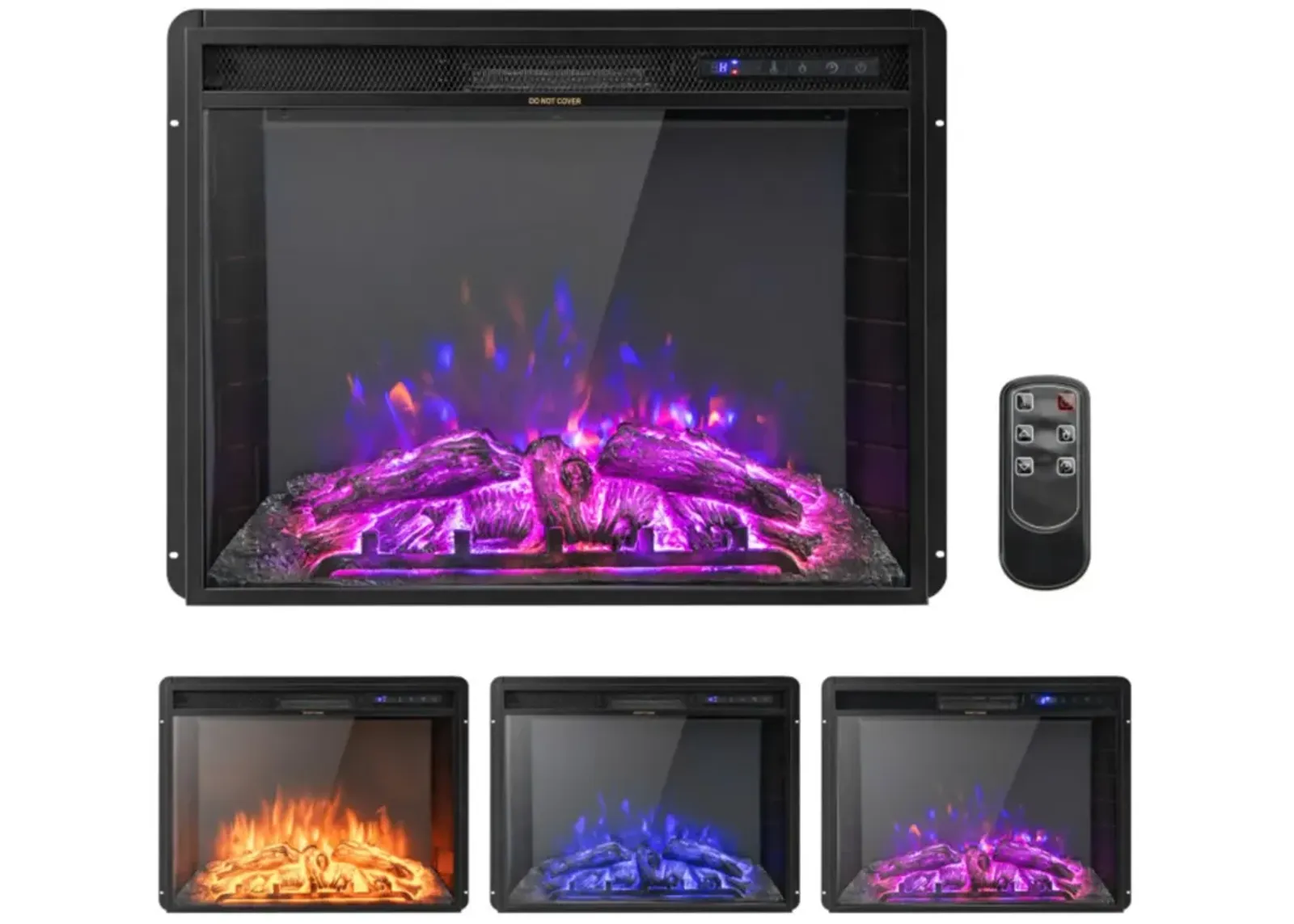 Hivvago 26 Inch Recessed Electric Fireplace with Adjustable Flame Brightness