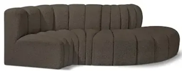 Meridian Furniture Arc Brown Boucle Fabric Modular Sofa