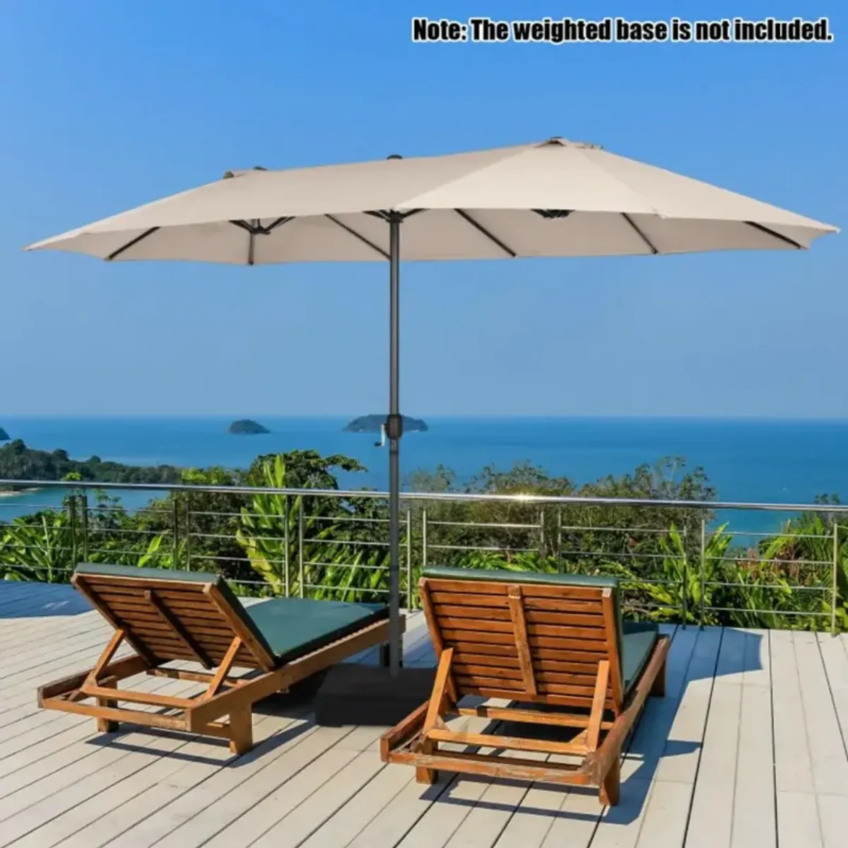 Hivvago 15 Feet Patio Double-Sided Umbrella with Hand-Crank System