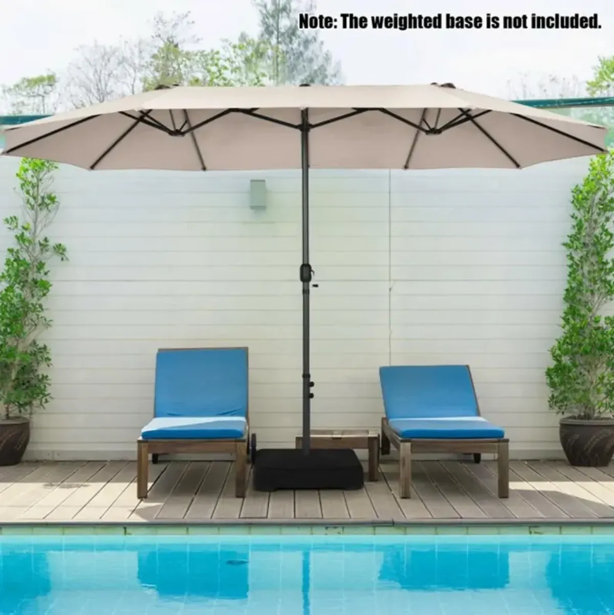 Hivvago 15 Feet Patio Double-Sided Umbrella with Hand-Crank System