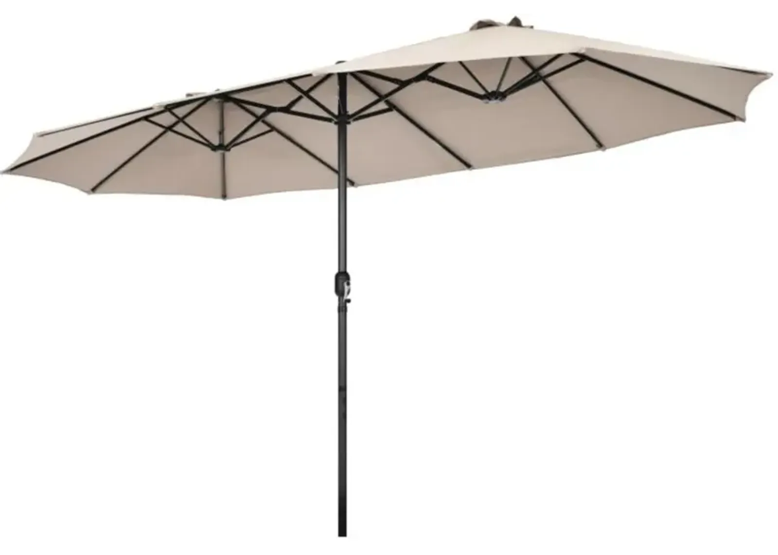 Hivvago 15 Feet Patio Double-Sided Umbrella with Hand-Crank System