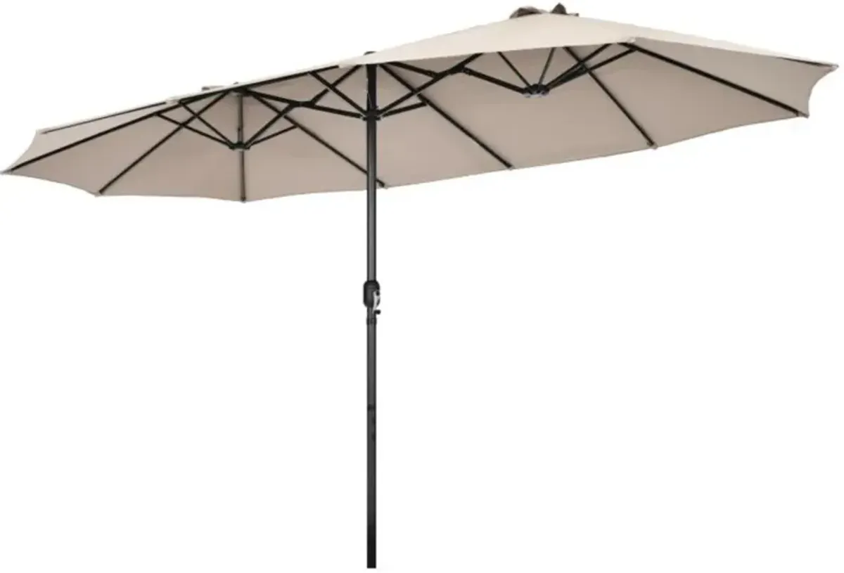 Hivvago 15 Feet Patio Double-Sided Umbrella with Hand-Crank System