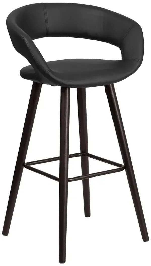 Flash Furniture Brynn Series 29'' High Contemporary Cappuccino Wood Barstool in Black Vinyl
