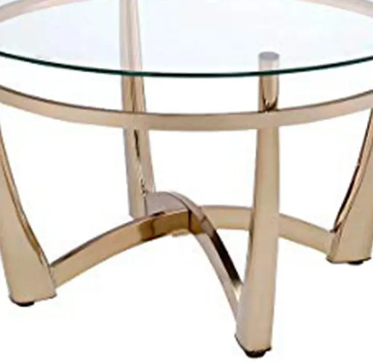 Attractive Coffee Table, Gold & Clear Glass-Benzara