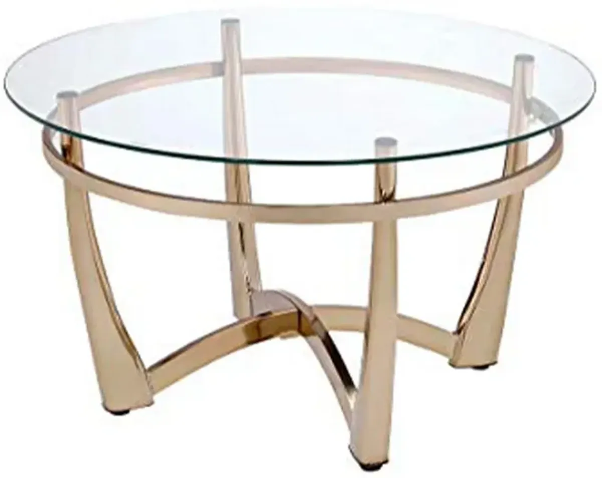 Attractive Coffee Table, Gold & Clear Glass-Benzara