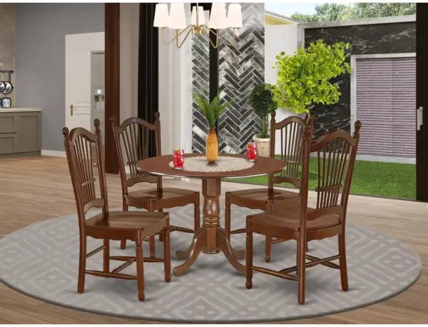 East West Furniture Dining Room Set Mahogany, DLDO5-MAH-W