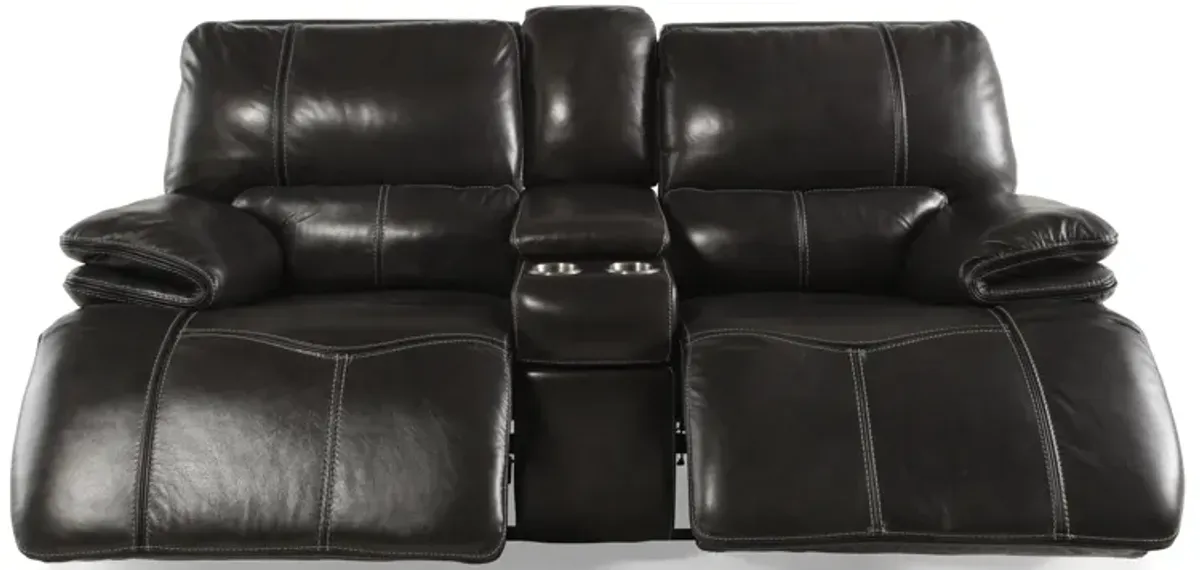 Pewter Power Reclining Loveseat with Console