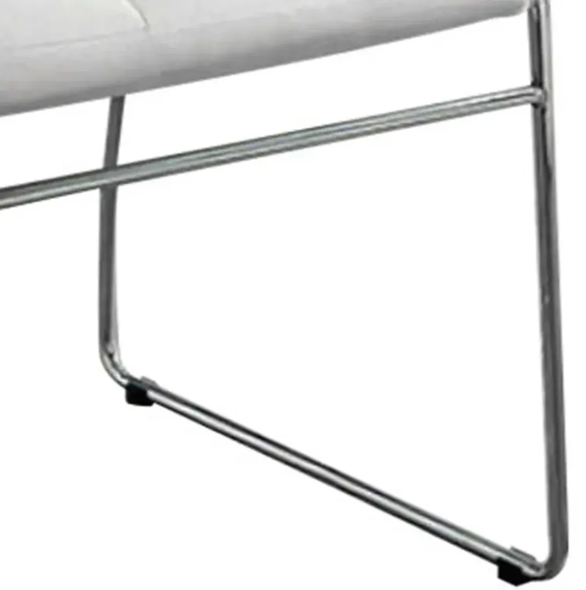 Oahu Contemporary Side Chair With Steel Tube, White Finish, Set of 2-Benzara