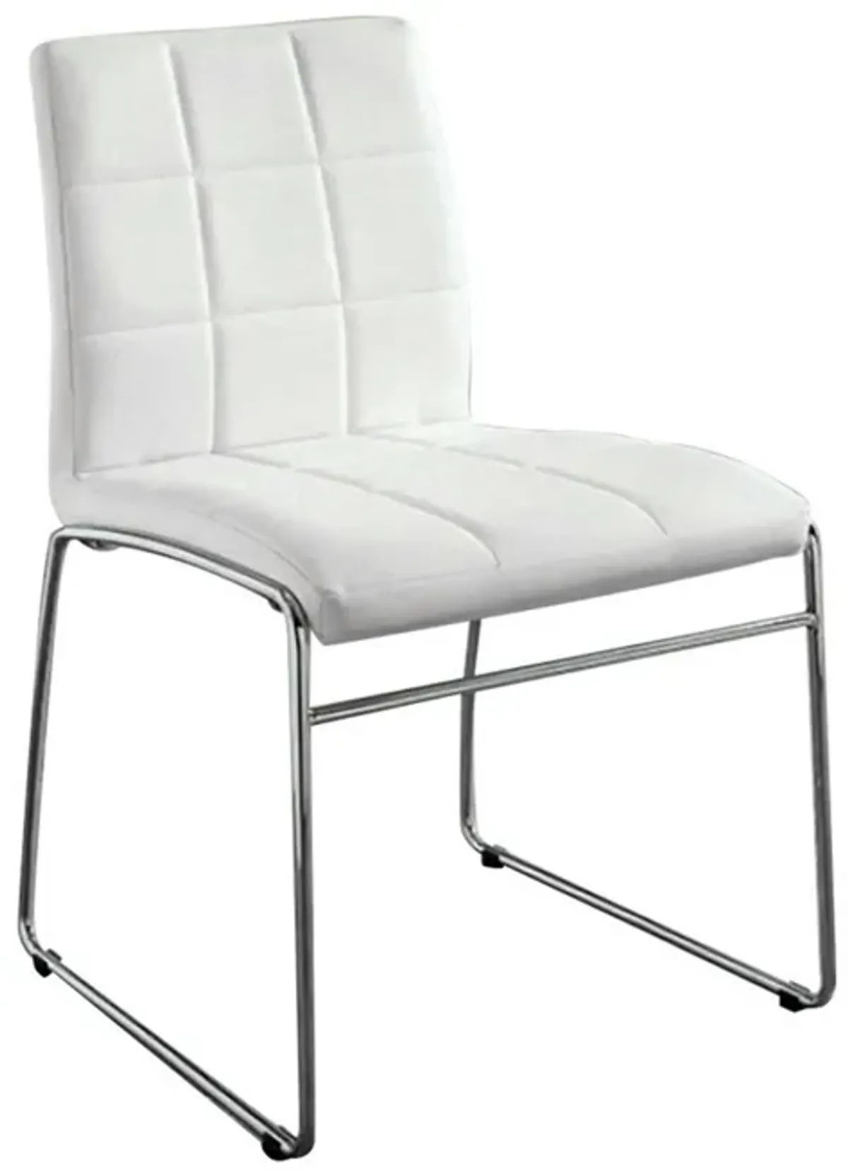 Oahu Contemporary Side Chair With Steel Tube, White Finish, Set of 2-Benzara