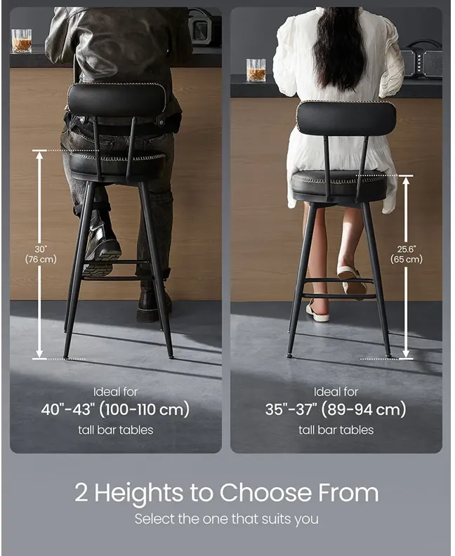 40.5" Tall Swivel Bar Stools with Backs