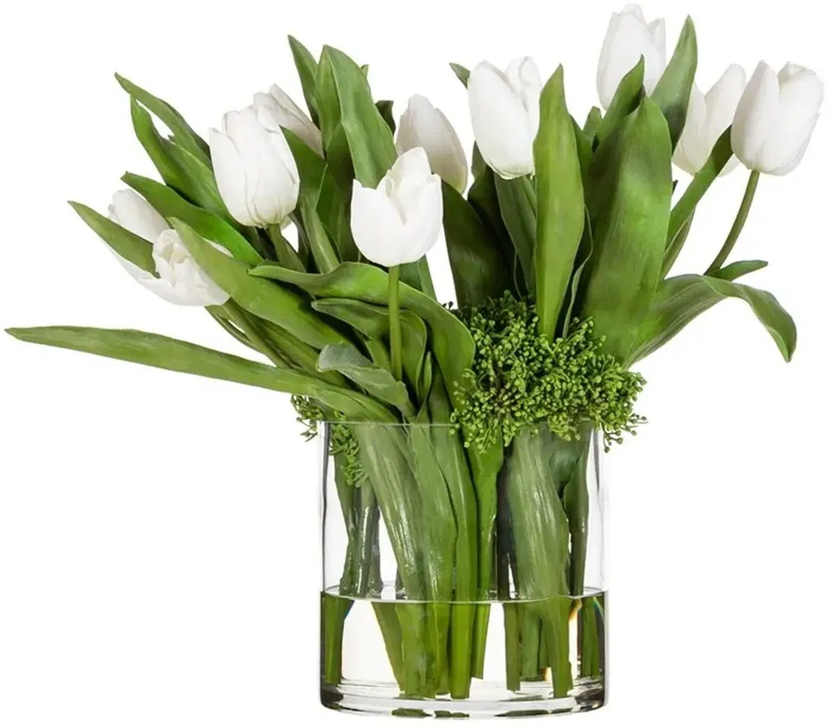 Tulip/Sedum in Glass Vase