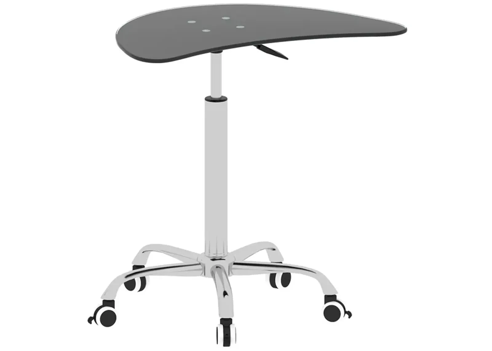 Hivvago Adjustable Height Tempered Glass Table Desk Table with Lockable Wheels